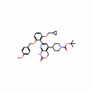 tert-butyl 4-(7-(2-(cyclopropylmethoxy)-6-((4-methoxybenzyl)oxy)phenyl)-2-oxo-2,4-dihydro-1H-pyrido[2,3-d][1,3]oxazin-5-yl)piperidine-1-carboxylate