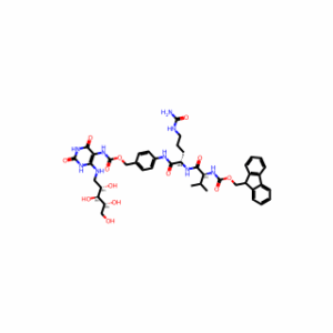 (9H-Fluoren-9-yl)methyl ((S)-1-(((S)-1-((4-((((2,4-dioxo-6-(((2S,3S,4R)-2,3,4,5-tetrahydroxypentyl)amino)-1,2,3,4-tetrahydropyrimidin-5-yl)carbamoyl)oxy)methyl)phenyl)amino)-1-oxo-5-ureidopentan-2-yl)amino)-3-methyl-1-oxobutan-2-yl)carbamate