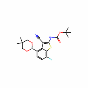 tert-Butyl (3-cyano-4-(5,5-dimethyl-1,3,2-dioxaborinan-2-yl)-7-fluorobenzo[b]thiophen-2-yl)carbamate