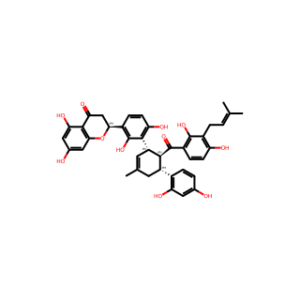 (S)-2-((1′S,2′S,3′R)-2′-(2,4-Dihydroxy-3-(3-methylbut-2-en-1-yl)benzoyl)-2,2″,4″,6-tetrahydroxy-5′-methyl-1′,2′,3′,4′-tetrahydro-[1,1′:3′,1″-terphenyl]-3-yl)-5,7-dihydroxychroman-4-one