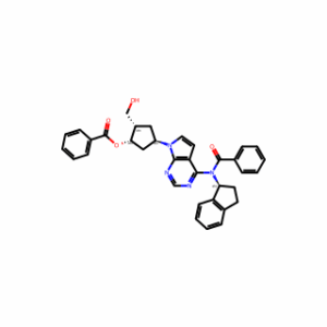 (1S,2S,4R)-4-(4-(N-((S)-2,3-dihydro-1H-inden-1-yl)benzamido)-7H-pyrrolo[2,3-d]pyrimidin-7-yl)-2-(hydroxymethyl)cyclopentyl benzoate
