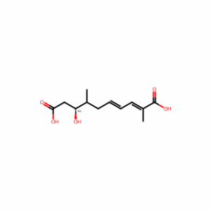(2E,4E)-8-Hydroxy-2,7-dimethyl-decadien-(2,4)-disaeure-(1,10)-dioic acid