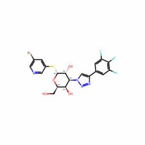 (2R,3R,4S,5R,6R)-2-((5-Bromopyridin-3-yl)thio)-6-(hydroxymethyl)-4-(4-(3,4,5-trifluorophenyl)-1H-1,2,3-triazol-1-yl)tetrahydro-2H-pyran-3,5-diol