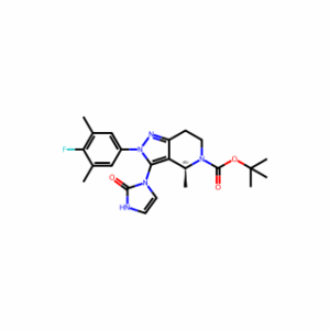 tert-Butyl (S)-2-(4-fluoro-3,5-dimethylphenyl)-4-methyl-3-(2-oxo-2,3-dihydro-1H-imidazol-1-yl)-2,4,6,7-tetrahydro-5H-pyrazolo[4,3-c]pyridine-5-carboxylate