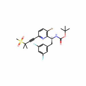 tert-Butyl (S)-(1-(3-bromo-6-(3-methyl-3-(methylsulfonyl)but-1-yn-1-yl)pyridin-2-yl)-2-(3,5-difluorophenyl)ethyl)carbamate
