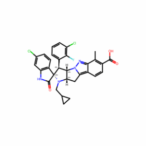(3S,3′S,3a′S,10a′S)-6-Chloro-3′-(3-chloro-2-fluorophenyl)-1′-(cyclopropylmethyl)-6′-methyl-2-oxo-3′,3a′,10′,10a′-tetrahydro-1′H-spiro[indoline-3,2′-pyrrolo[2′,3′:4,5]pyrrolo[1,2-b]indazole]-7′-carboxylic acid