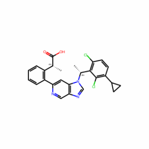 (R)-2-(2-(1-((R)-1-(2,6-Dichloro-3-cyclopropylphenyl)ethyl)-1H-imidazo[4,5-c]pyridin-6-yl)phenyl)propanoic acid