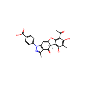 (R)-4-(8-Acetyl-5,7-dihydroxy-3,4a,6-trimethyl-4-oxo-4,4a-dihydro-1H-benzofuro[3,2-f]indazol-1-yl)benzoic acid
