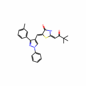 (2Z,5Z)-2-(3,3-Dimethyl-2-oxobutylidene)-5-((1-phenyl-3-(m-tolyl)-1H-pyrazol-4-yl)methylene)thiazolidin-4-one