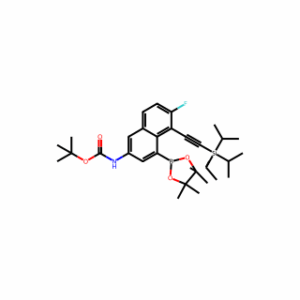 tert-Butyl (6-fluoro-4-(4,4,5,5-tetramethyl-1,3,2-dioxaborolan-2-yl)-5-((triisopropylsilyl)ethynyl)naphthalen-2-yl)carbamate