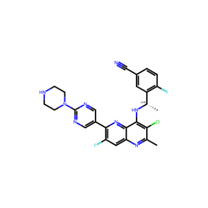 (R)-3-[1-[[3-Chloro-7-fluoro-2-methyl-6-[2-(1-piperazinyl)-5-pyrimidinyl]-1,5-naphthyridin-4-yl]amino]ethyl]-4-fluorobenzonitrile