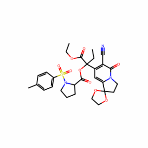 (R)-(S)-2-(6’-Cyano-5’-oxo-3’,5’-dihydro-2’H-spiro[[1,3]dioxolane-2,1’-indolizin]-7’-yl)-1-ethoxy-1-oxo-2-butyl 1-Tosylpyrrolidine-2-carboxylate