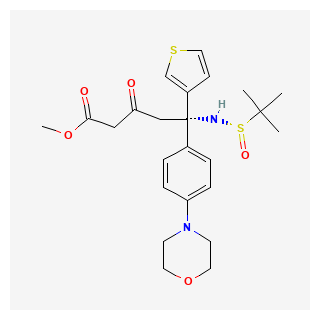 (S)-methyl 5-((S)-1,1-dimethylethylsulfinamido)-5-(4-morpholinophenyl)-3-oxo-5-(thiophen-3-yl)pentanoate