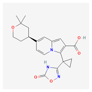 (S)-7-(2,2-Dimethyltetrahydro-2H-pyran-4-yl)-3-(1-(5-oxo-4,5-dihydro-1,2,4-oxadiazol-3-yl)cyclopropyl)indolizine-2-carboxylic acid